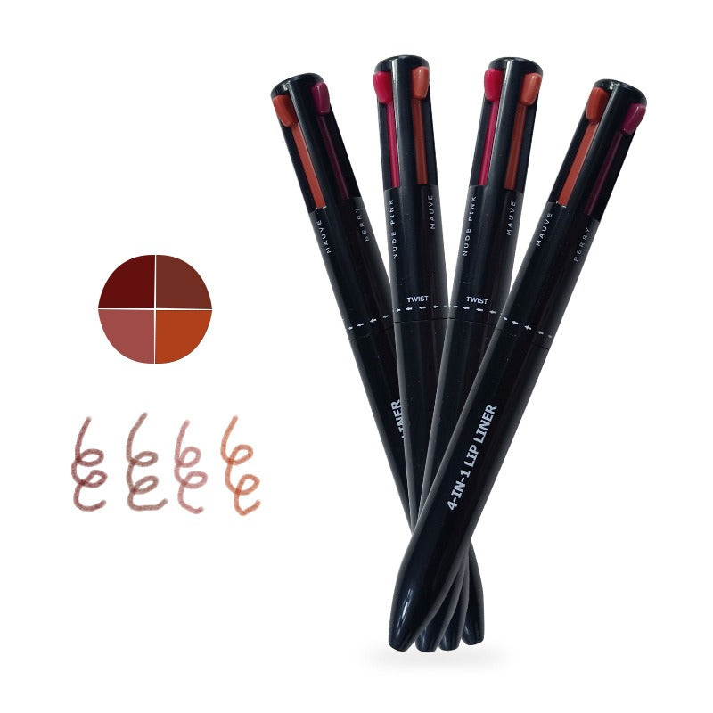 4 In 1 Makeup Pen Multifunctional Makeup Pen With Eyeliner, Lip Liner, Eyebrow Pencil, And Highlighter Portable Travel Easy-To-Apply Makeup Pencil