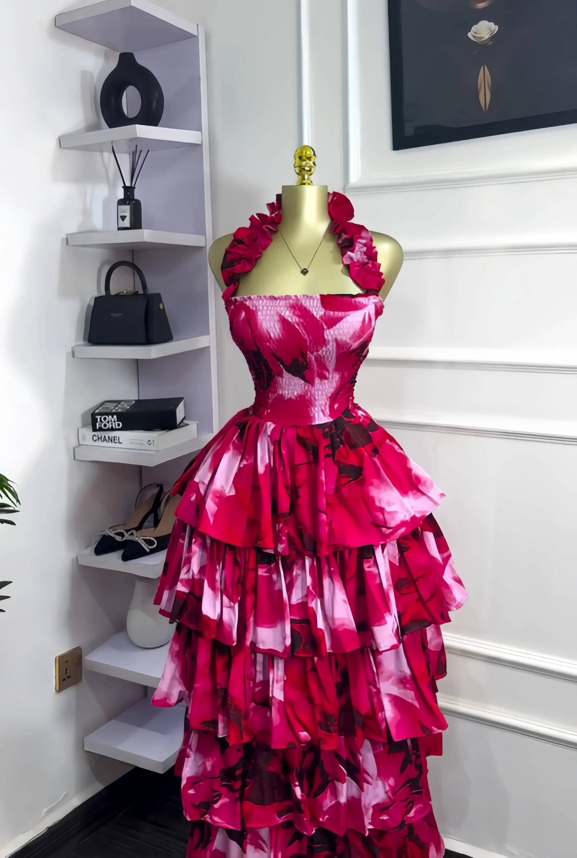 GLCMYAYA Women Print Ruffles Ball Gown Tiered Maxi Long Dress 2026 Summer Beach Birthday Vacation Holiday Party Dresses Vestidos