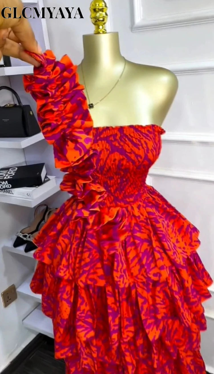 GLCMYAYA Women Print Ruffles Ball Gown Tiered Maxi Long Dress 2026 Summer Beach Birthday Vacation Holiday Party Dresses Vestidos