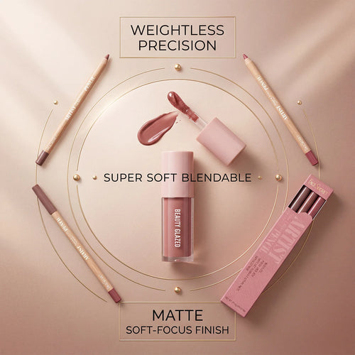 4Pcs Lip Liner & Lip Gloss Set Waterproof Long-lasting Smudge-proof Smooth Daily Lip Makeup Kit