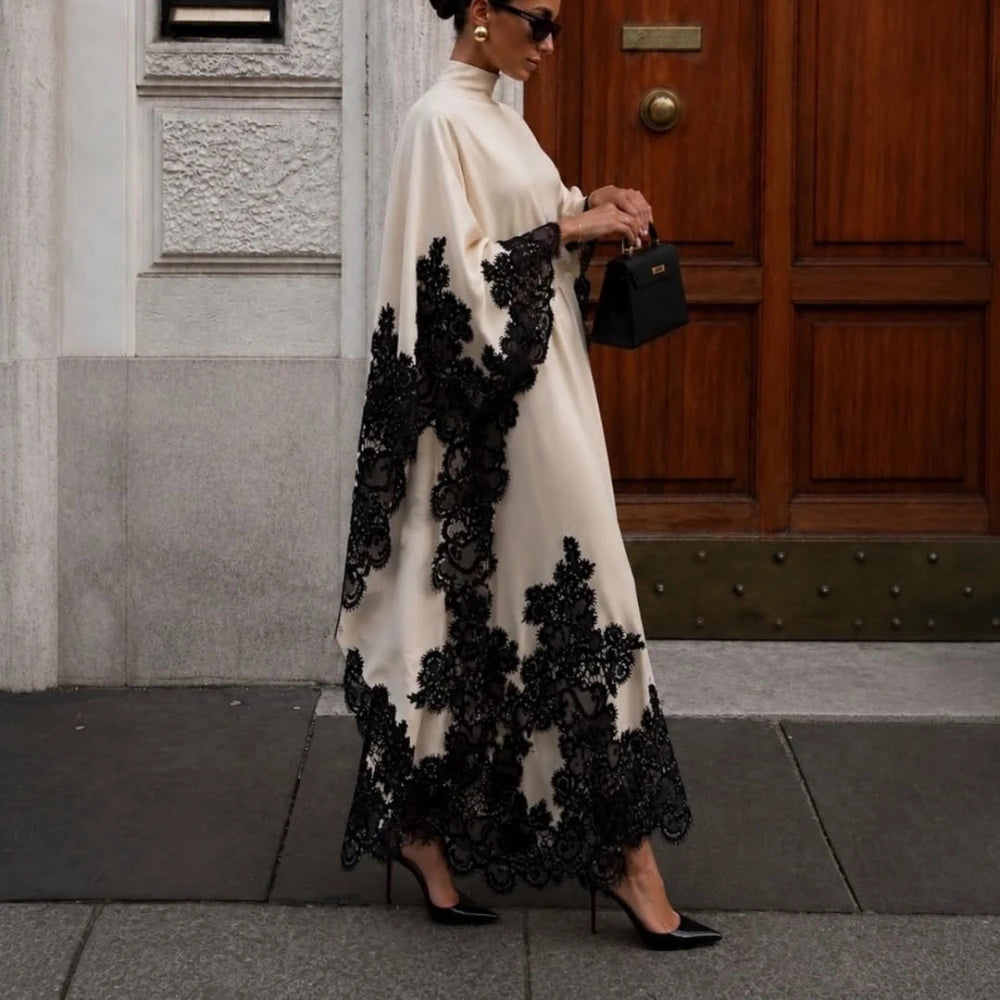 Exquisite A-line Hem Lace Evening Dresses Long Sleeve High Collar Prom Gowns Satin Formal Party Dress Customized New 2026