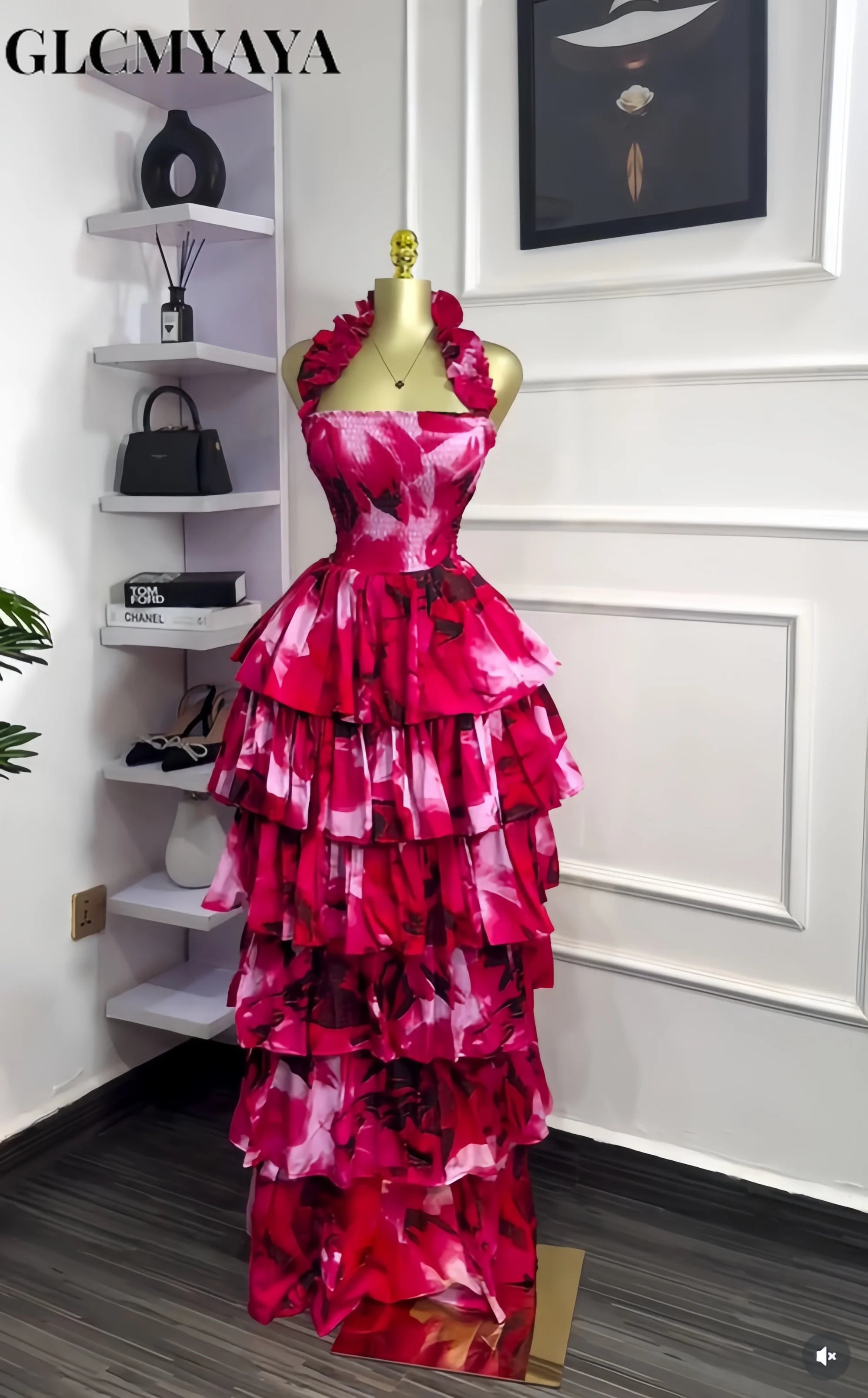 GLCMYAYA Women Print Ruffles Ball Gown Tiered Maxi Long Dress 2026 Summer Beach Birthday Vacation Holiday Party Dresses Vestidos