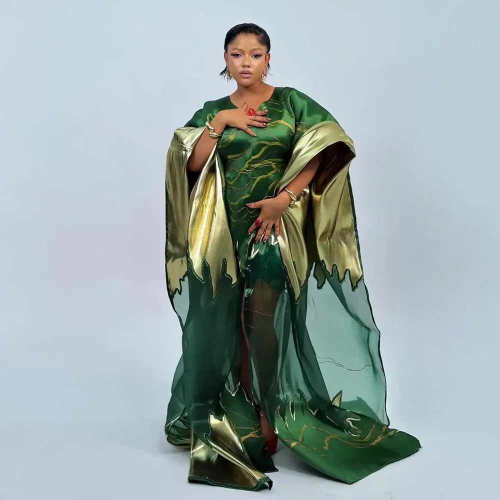 Luxurious Fashion African Dresses for Women Plus Size Pair with Lace Underwear African American Clothing